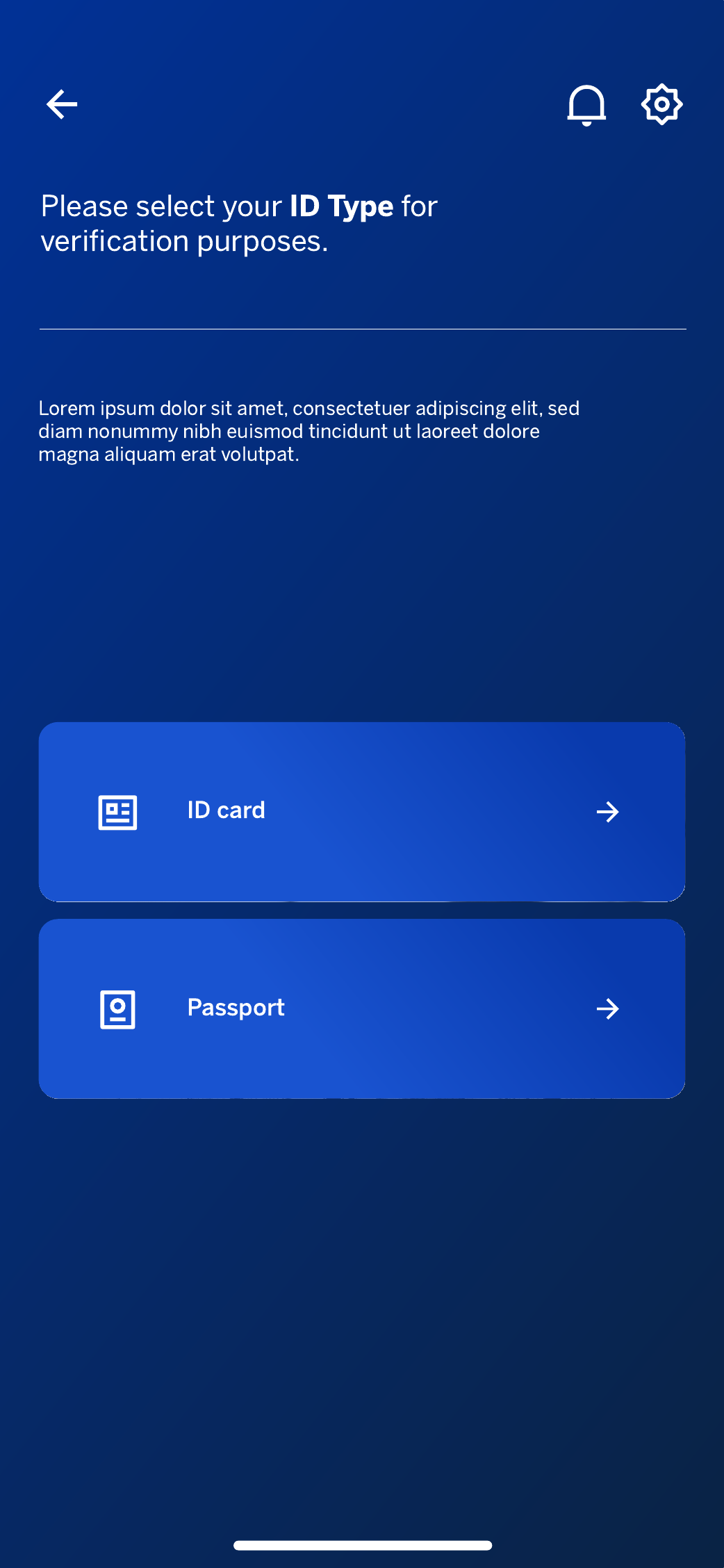 Stanbic customer onboarding ID type selection screen