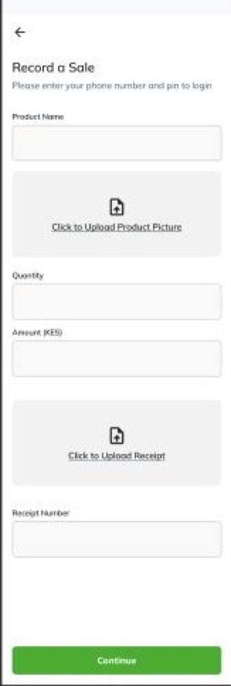 Greenlife record a sale form with product and receipt uploads