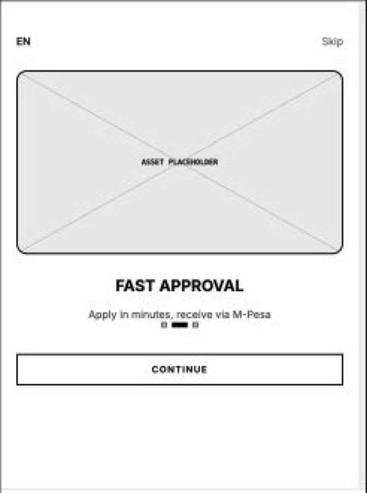 Low-fidelity Musoni fast loan approval wireframe
